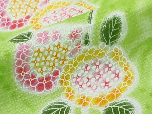 平和屋着物∴夏物　浴衣　綿紅梅　紫陽花　綿　逸品　CABH1555ng