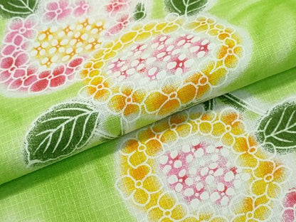 平和屋着物∴夏物　浴衣　綿紅梅　紫陽花　綿　逸品　CABH1555ng