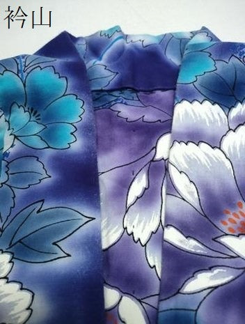 平和屋着物∴夏物　浴衣　注染　手縫い　牡丹花文　ラメ　日本製　綿　逸品　CABH1576ng