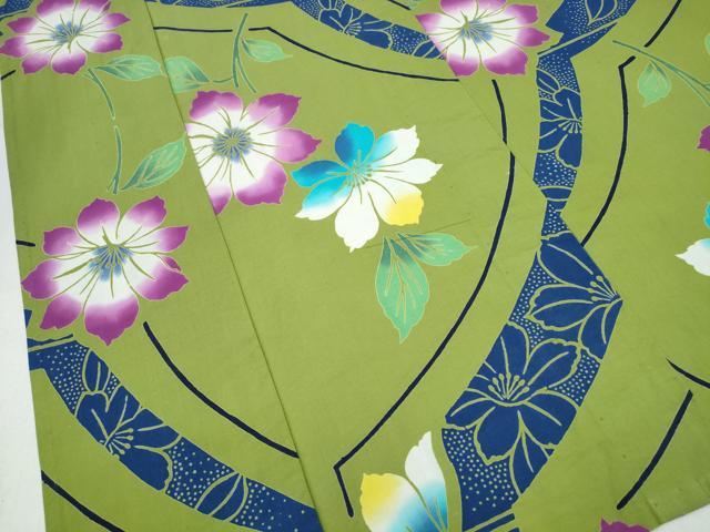 平和屋着物∴夏物　浴衣　注染　吉祥花文　綿　逸品　CABH1577ng