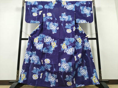平和屋着物∴夏物　浴衣　注染　紫陽花　ラメ　綿　逸品　CABH1578ng