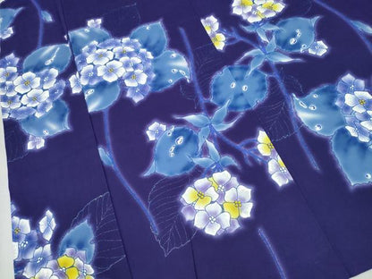 平和屋着物∴夏物　浴衣　注染　紫陽花　ラメ　綿　逸品　CABH1578ng