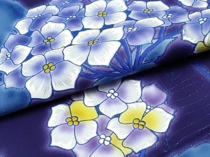 平和屋着物∴夏物　浴衣　注染　紫陽花　ラメ　綿　逸品　CABH1578ng