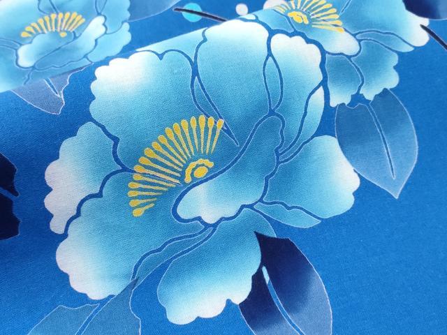 平和屋着物∴夏物　浴衣　注染　枝梅牡丹花文　日本製　綿　逸品　CABH1580ng