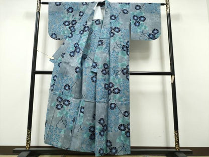 平和屋着物∴夏物　浴衣　注染　手染め　手縫い　朝顔　日本製　綿　逸品　CABH1581ng