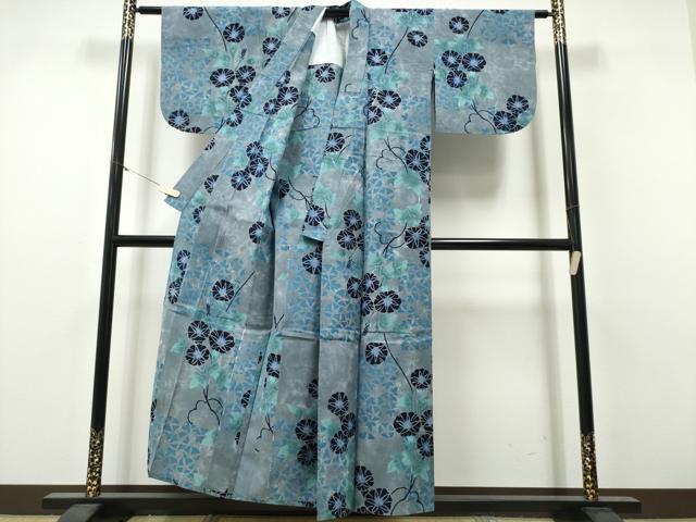 平和屋着物∴夏物　浴衣　注染　手染め　手縫い　朝顔　日本製　綿　逸品　CABH1581ng