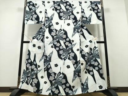 平和屋着物∴夏物　浴衣　舞蝶桜　金彩　綿　逸品　CABH1582ng