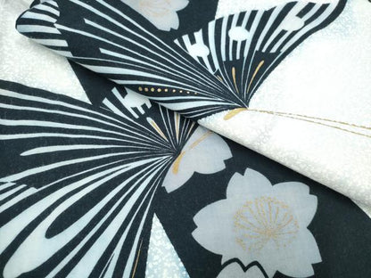 平和屋着物∴夏物　浴衣　舞蝶桜　金彩　綿　逸品　CABH1582ng