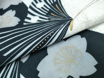 平和屋着物∴夏物　浴衣　舞蝶桜　金彩　綿　逸品　CABH1582ng