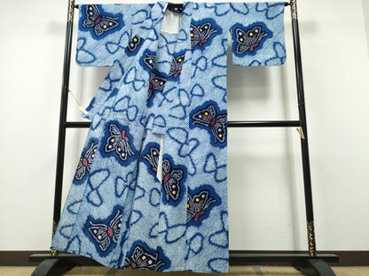 平和屋着物∴夏物　浴衣　有松鳴海絞り　舞蝶文　綿　逸品　CABH1583ng