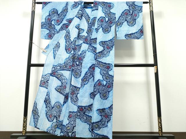 平和屋着物∴夏物　浴衣　有松鳴海絞り　菊花文　綿　逸品　CABH1585ng