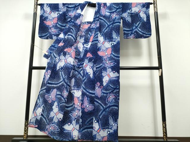 平和屋着物∴夏物　浴衣　有松鳴海絞り　芝草舞蝶文　綿　逸品　CABH1586ng