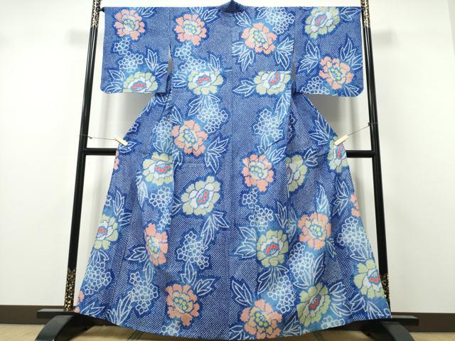 平和屋着物∴夏物　浴衣　有松鳴海絞り　舞牡丹紫陽花　綿　逸品　未使用　CABH1588ng