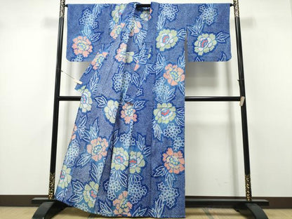 平和屋着物∴夏物　浴衣　有松鳴海絞り　舞牡丹紫陽花　綿　逸品　未使用　CABH1588ng