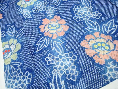 平和屋着物∴夏物　浴衣　有松鳴海絞り　舞牡丹紫陽花　綿　逸品　未使用　CABH1588ng