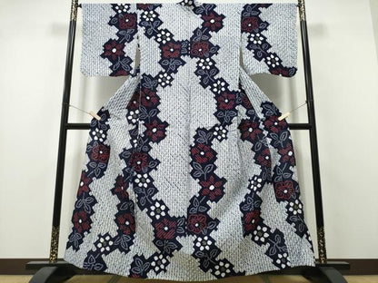 平和屋着物∴夏物　浴衣　有松鳴海絞り　舞花文　綿　逸品　未使用　CABH1589ng