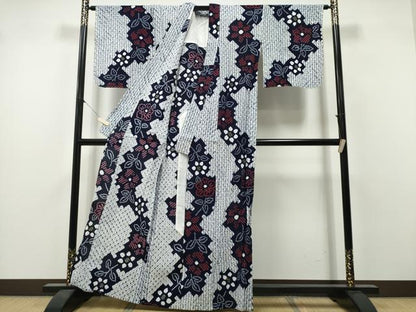 平和屋着物∴夏物　浴衣　有松鳴海絞り　舞花文　綿　逸品　未使用　CABH1589ng