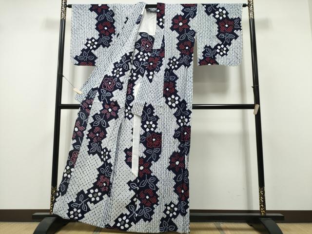平和屋着物∴夏物　浴衣　有松鳴海絞り　舞花文　綿　逸品　未使用　CABH1589ng