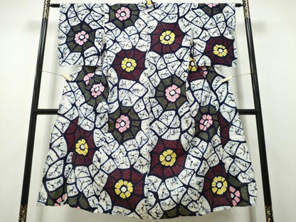 平和屋着物∴夏物　浴衣　有松鳴海絞り　石畳花文　綿　逸品　CABH1592ng
