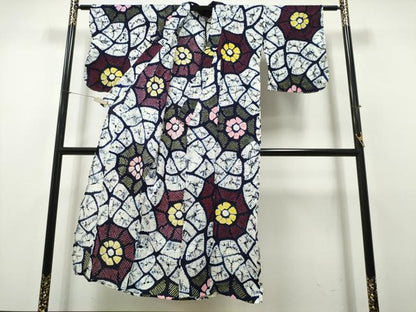 平和屋着物∴夏物　浴衣　有松鳴海絞り　石畳花文　綿　逸品　CABH1592ng