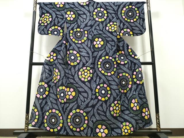 平和屋着物∴夏物　浴衣　有松鳴海絞り　枝花丸文　綿　逸品　CABH1594ng