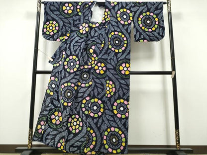 平和屋着物∴夏物　浴衣　有松鳴海絞り　枝花丸文　綿　逸品　CABH1594ng