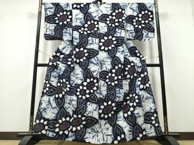 平和屋着物∴夏物　浴衣　有松鳴海絞り　向日葵　ひまわり　綿　逸品　CABH1595ng