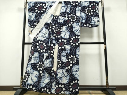 平和屋着物∴夏物　浴衣　有松鳴海絞り　向日葵　ひまわり　綿　逸品　CABH1595ng