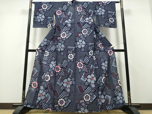 平和屋着物∴夏物　浴衣　有松鳴海絞り　吉祥花文　綿　逸品　CABH1596ng