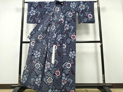 平和屋着物∴夏物　浴衣　有松鳴海絞り　吉祥花文　綿　逸品　CABH1596ng