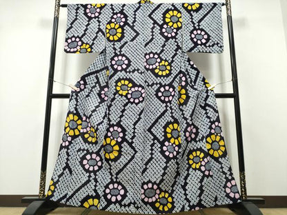 平和屋着物∴夏物　浴衣　有松鳴海絞り　舞花文　綿　逸品　CABH1599ng