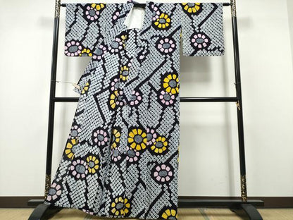 平和屋着物∴夏物　浴衣　有松鳴海絞り　舞花文　綿　逸品　CABH1599ng