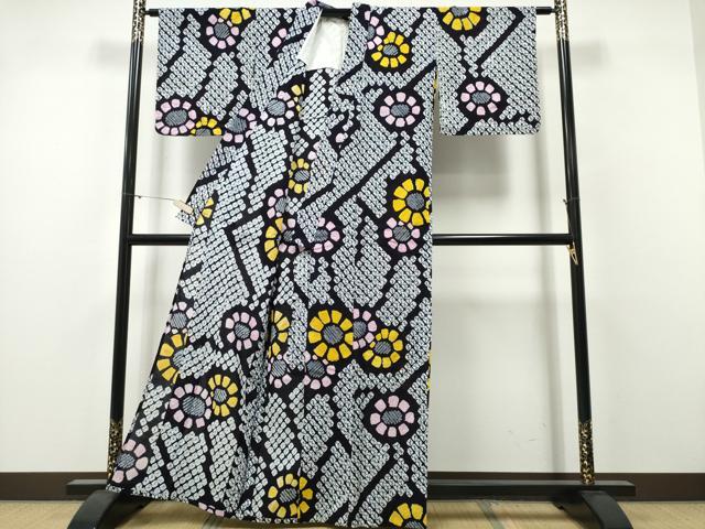 平和屋着物∴夏物　浴衣　有松鳴海絞り　舞花文　綿　逸品　CABH1599ng