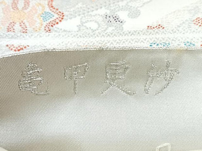 平和屋着物◎六通柄袋帯　亀甲更紗　銀糸　正絹　逸品　CABH1601nb