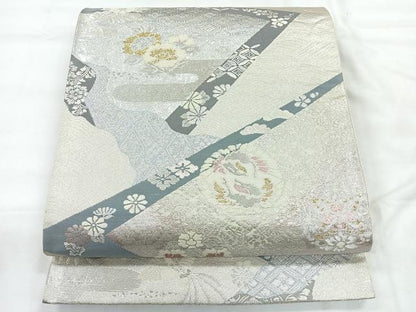 平和屋着物◎六通柄袋帯　切嵌花鳥文　金銀糸　正絹　逸品　CABH1602nb