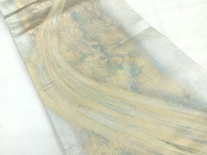 平和屋着物◎六通柄袋帯　霞文　金銀糸　正絹　逸品　CABH1609nb