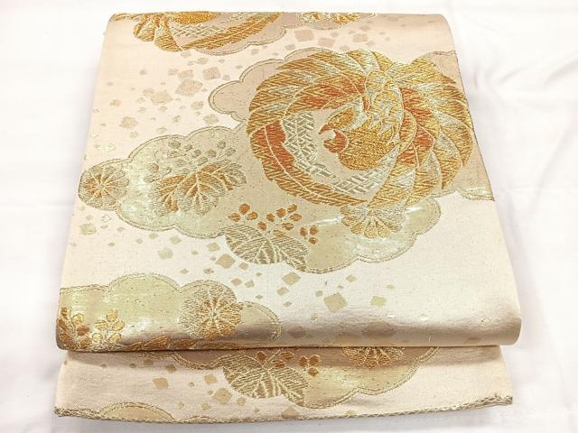 平和屋着物◎六通柄袋帯　鳳凰舞花文　金糸　正絹　逸品　CABH1610nb
