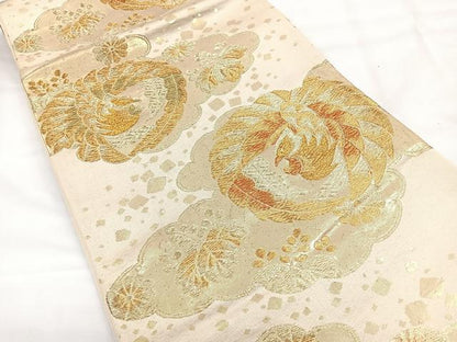 平和屋着物◎六通柄袋帯　鳳凰舞花文　金糸　正絹　逸品　CABH1610nb