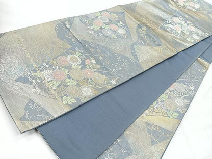 平和屋着物◎六通柄袋帯　色紙草花文　金銀糸　正絹　逸品　CABH1611nb
