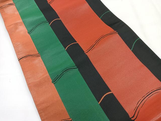 平和屋着物◎六通柄袋帯　竹　黒地　正絹　逸品　CABH1613nb
