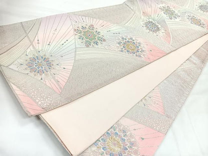 平和屋着物◎六通柄袋帯　切嵌更紗花文　金銀糸　正絹　逸品　CABH1615nb