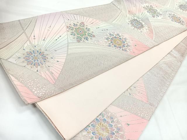 平和屋着物◎六通柄袋帯　切嵌更紗花文　金銀糸　正絹　逸品　CABH1615nb