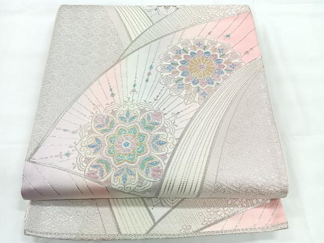 平和屋着物◎六通柄袋帯　切嵌更紗花文　金銀糸　正絹　逸品　CABH1615nb