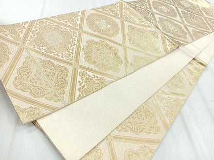 平和屋着物◎六通柄袋帯　花菱文　金銀糸　正絹　逸品　CABH1619nb