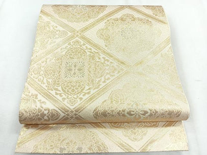 平和屋着物◎六通柄袋帯　花菱文　金銀糸　正絹　逸品　CABH1619nb