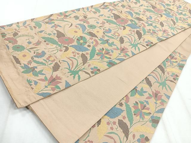 平和屋着物◎六通柄袋帯　更紗草花文　正絹　逸品　CABH1625nb