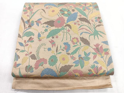 平和屋着物◎六通柄袋帯　更紗草花文　正絹　逸品　CABH1625nb