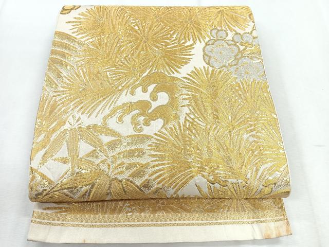 平和屋着物◎六通柄袋帯　立波松竹梅　金糸　正絹　逸品　CABH1626nb