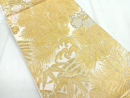 平和屋着物◎六通柄袋帯　立波松竹梅　金糸　正絹　逸品　CABH1626nb