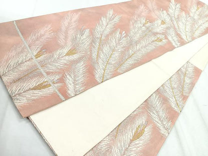 平和屋着物◎六通柄袋帯　松葉文様　金銀糸　正絹　逸品　CABH1628nb